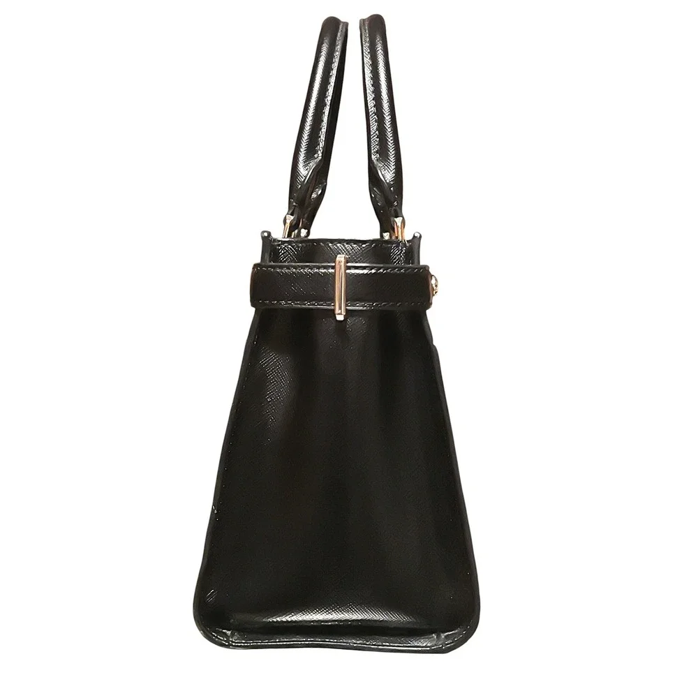 Kate Spade New York Black Saffiano Leather Small Satchel Crossbody Bag Gold Logo